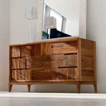 Dresser 3 gavetas design moderno em nogueira sólida, Nino