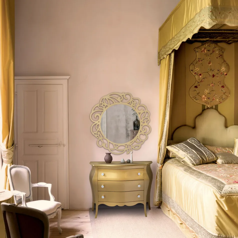 Cômoda Redonda com 3 Gavetas em Diferentes Acabamentos Made in Italy - Gamad Viadurini