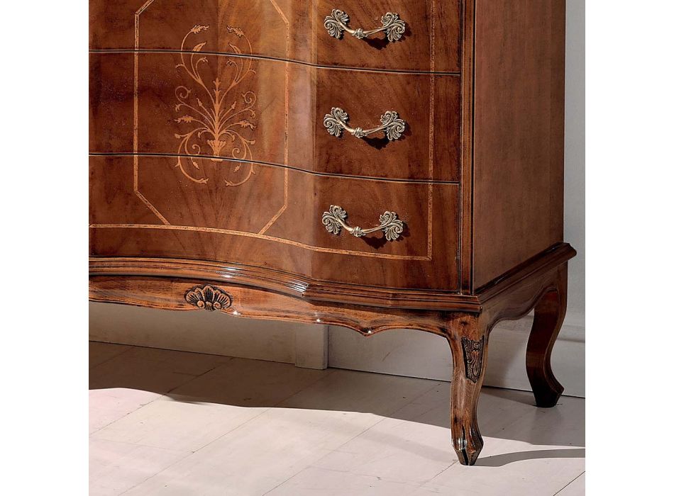 Cômoda clássica com 8 gavetas em Bassano Walnut Wood Made in Italy - Luxo Viadurini