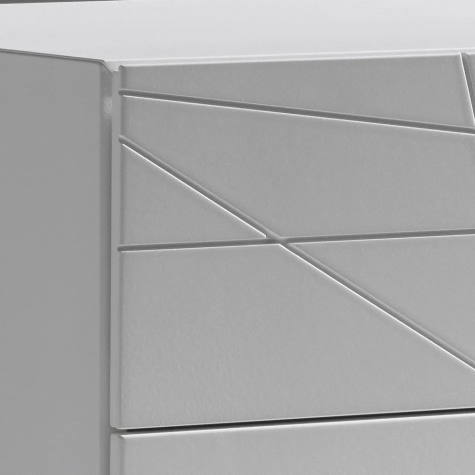 Cômoda com 3 gavetas em aglomerado de madeira pintada - Gemelli Viadurini