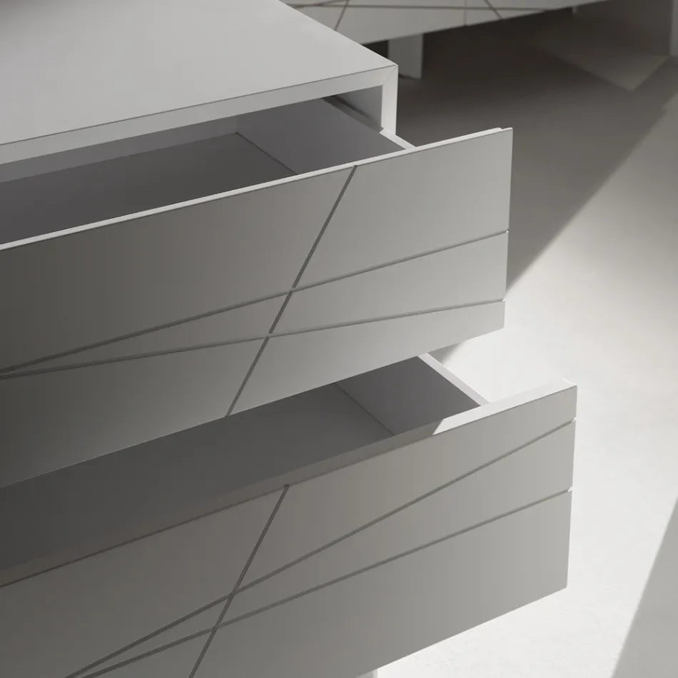 Cômoda com 3 gavetas em aglomerado de madeira pintada - Gemelli Viadurini