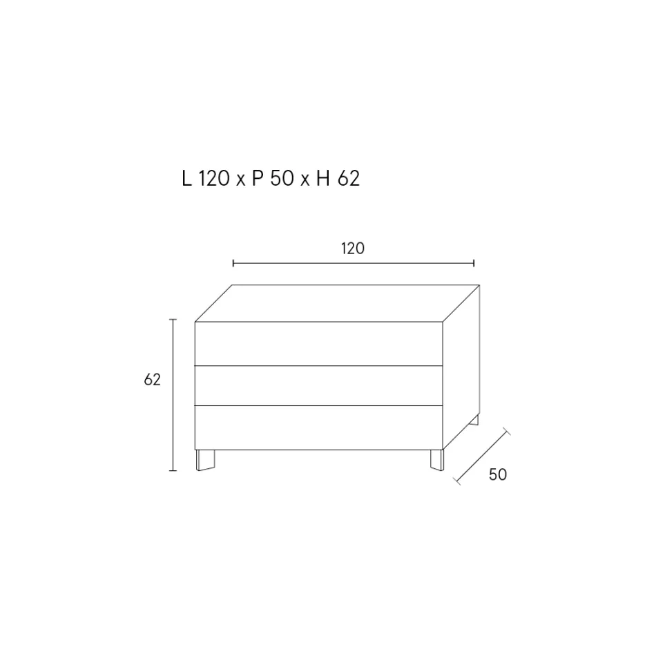 Cômoda com 3 gavetas em aglomerado de madeira pintada - Gemelli Viadurini