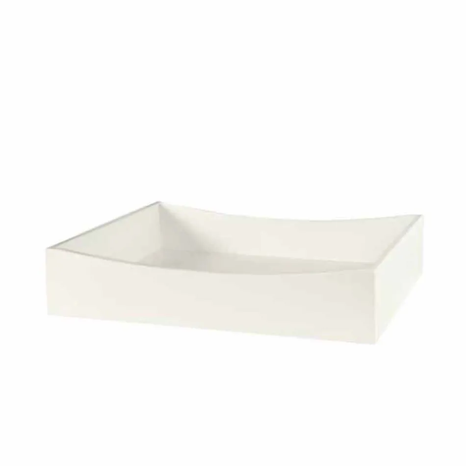 Cômoda de vidro extraleve e seis gavetas de madeira branca fabricadas na Itália - Ganzo Viadurini