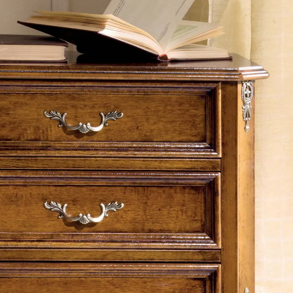 Mesa de cabeceira de quarto em madeira de nogueira 3 gavetas feita na Itália - Richard Viadurini