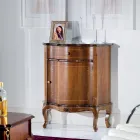 Mesa-de-cabeceira Clássica Porta e Gaveta em Madeira Incrustada Made in Italy - Leonor Viadurini