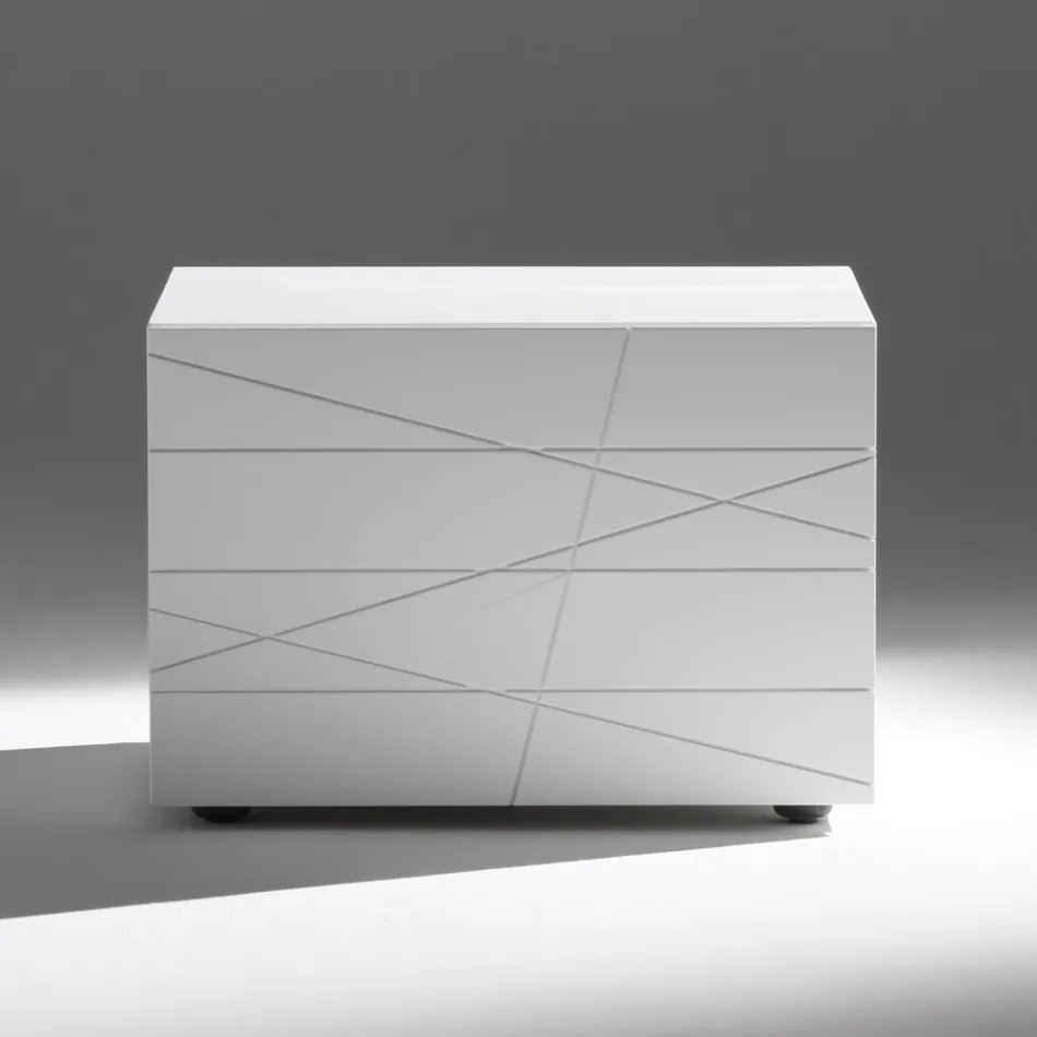 Mesa de cabeceira com 1 gaveta em aglomerado de madeira pintada - Leone Viadurini