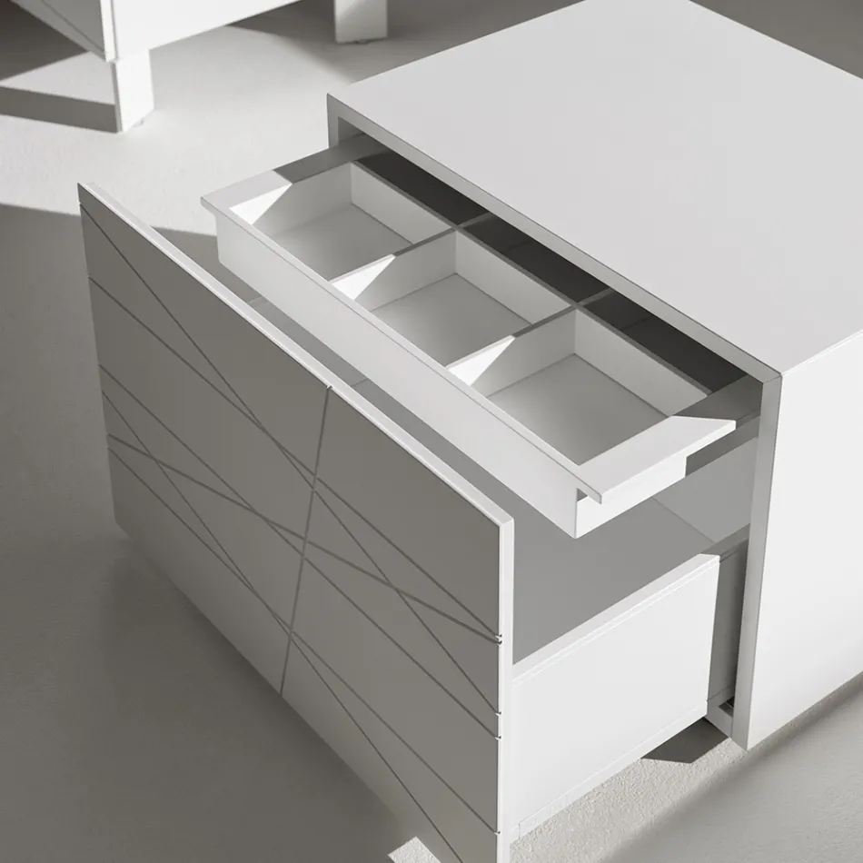 Mesa de cabeceira com 1 gaveta em aglomerado de madeira pintada - Leone Viadurini