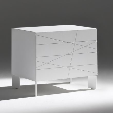 Mesa de cabeceira com 1 gaveta em aglomerado de madeira pintada - Leone Viadurini