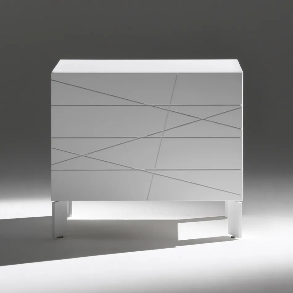 Mesa de cabeceira com 1 gaveta em aglomerado de madeira pintada - Leone Viadurini