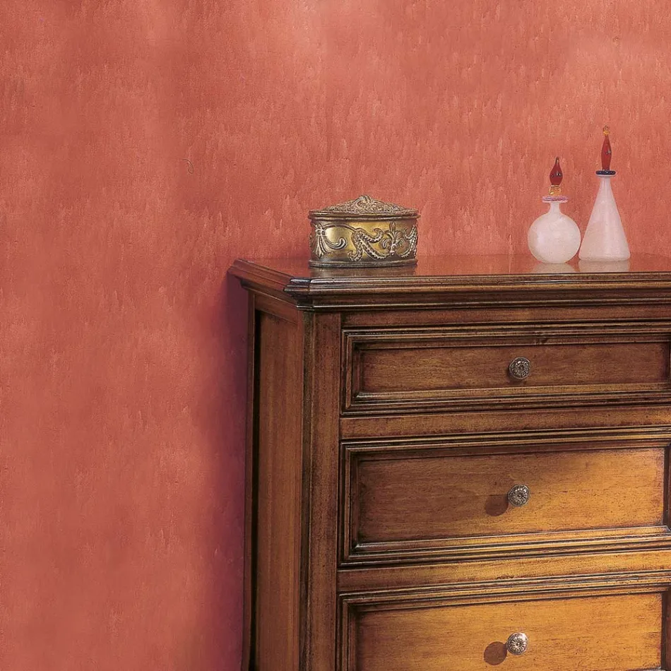 Mesa de cabeceira com 3 gavetas em madeira Bassano, França Fabricado na Itália - Hawwat Viadurini