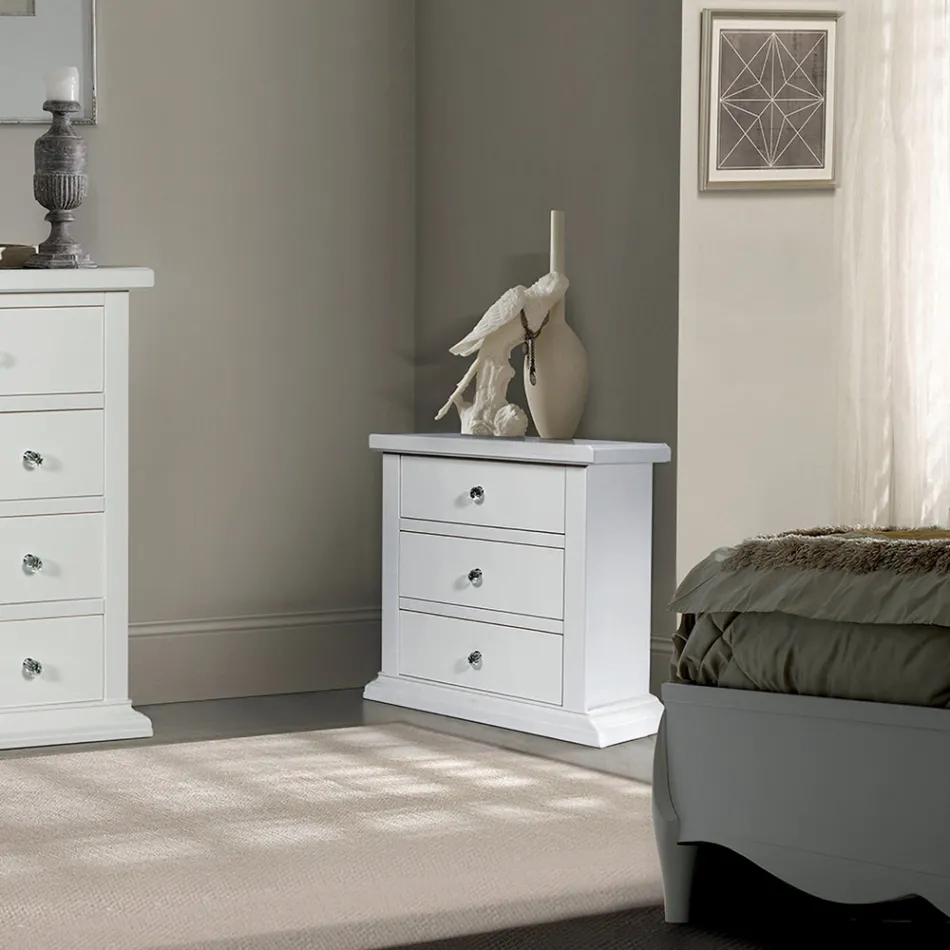 Mesa de cabeceira com estrutura em partículas de madeira folheada Made in Italy - Thor Viadurini