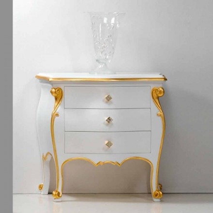 Mesa de cabeceira de design clássico com perfis Bio gold, fabricada na Itália Viadurini