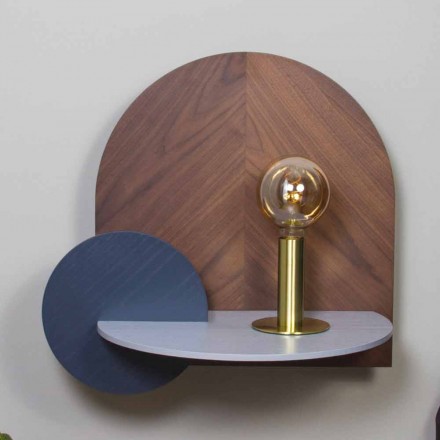 Mesa de cabeceira de design moderno composta por 3 painéis modulares de madeira compensada - Marea Viadurini
