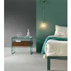 Mesa-de-cabeceira de design moderno em vidro extra claro Made in Italy - Secret Viadurini