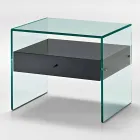 Mesa-de-cabeceira de design moderno em vidro extra claro Made in Italy - Secret Viadurini