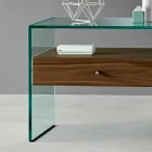 Mesa-de-cabeceira de design moderno em vidro extra claro Made in Italy - Secret Viadurini