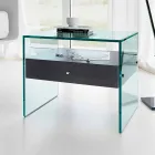 Mesa-de-cabeceira de design moderno em vidro extra claro Made in Italy - Secret Viadurini