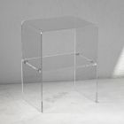 Mesa de cabeceira de cristal acrílico transparente com prateleira de design - Minervo Viadurini