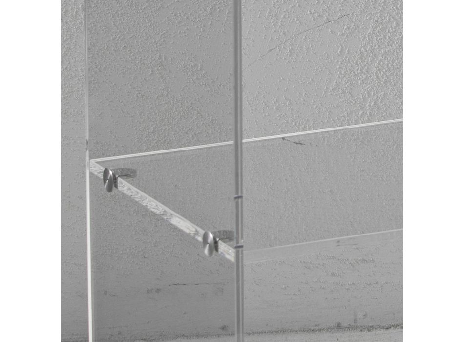 Mesa de cabeceira de cristal acrílico transparente com prateleira de design - Minervo Viadurini