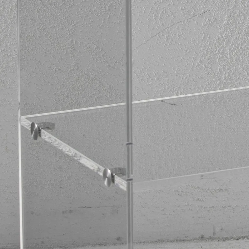 Mesa de cabeceira de cristal acrílico transparente com prateleira de design - Minervo Viadurini