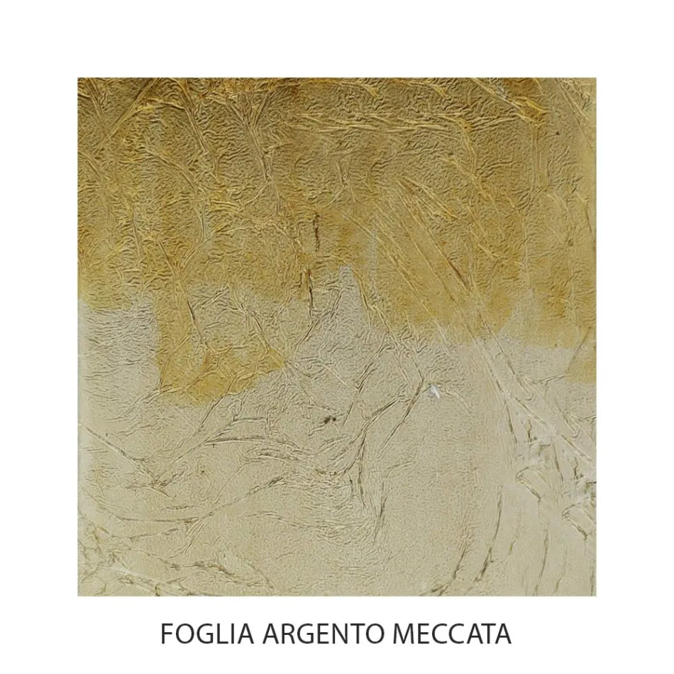 Mesa de cabeceira totalmente em ferro com acabamento em folha de prata Mecata Made in Italy - Veneza Viadurini