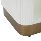 Mesa de cabeceira de madeira decorada com linhas em relevo com gaveta e prateleira - Rachel Viadurini