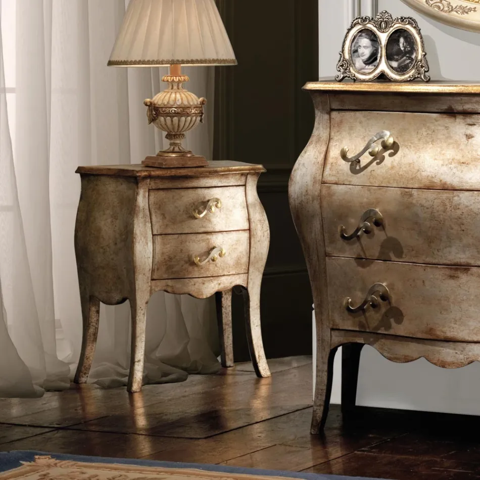 Mesa de cabeceira de madeira lima com 2 gavetas Made in Italy - Bled Viadurini