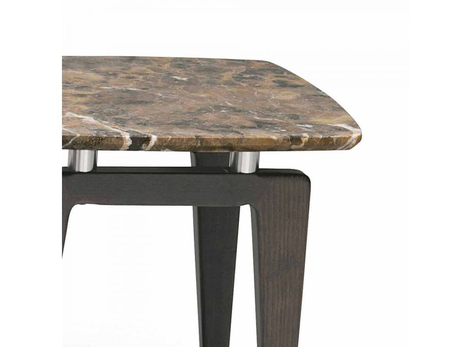 Mesa de cabeceira de mármore com estrutura de madeira, alta qualidade Made in Italy - Raise Viadurini