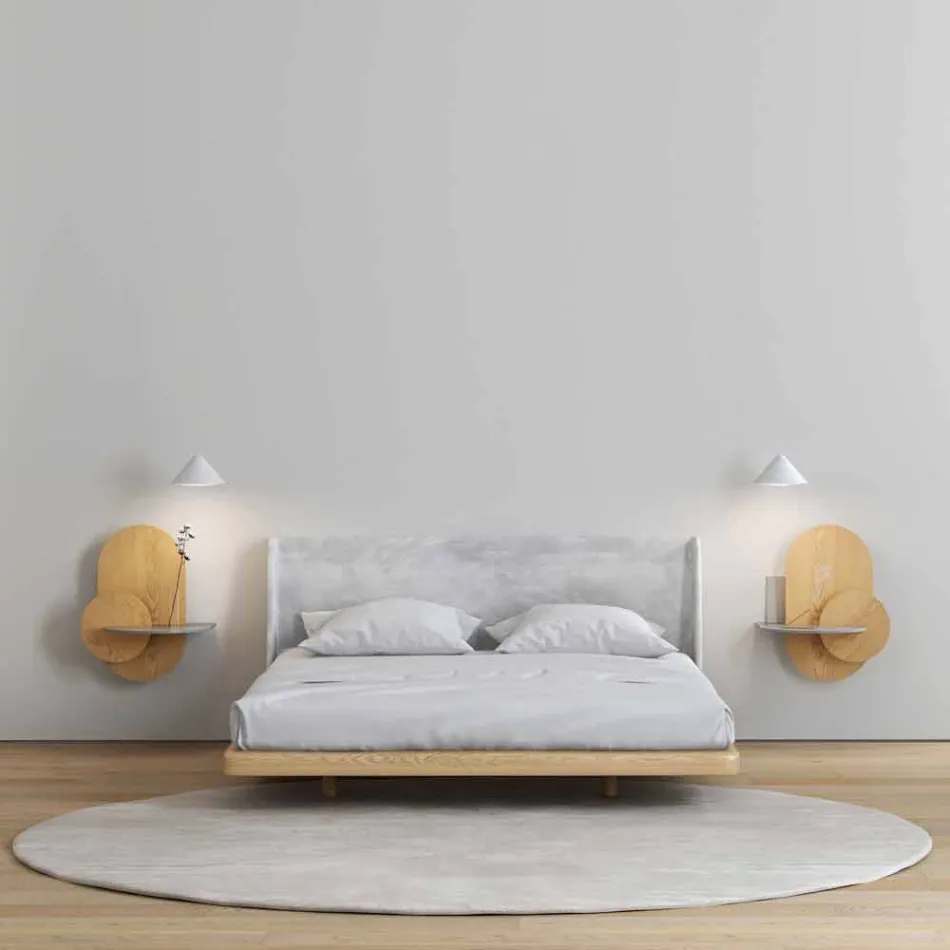 Mesa de Cabeceira em Contraplacado Composto por 3 Painéis Modulares Design Moderno - Zita Viadurini