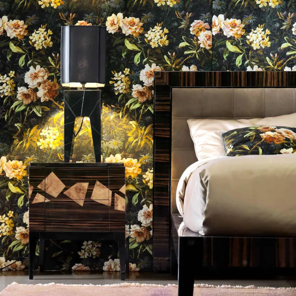 Mesa de cabeceira em madeira de nogueira e ébano Grilli Zarafa made in Italy Viadurini