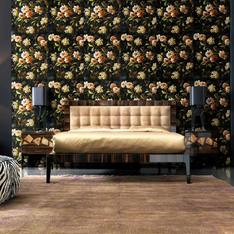 Mesa de cabeceira em madeira de nogueira e ébano Grilli Zarafa made in Italy Viadurini