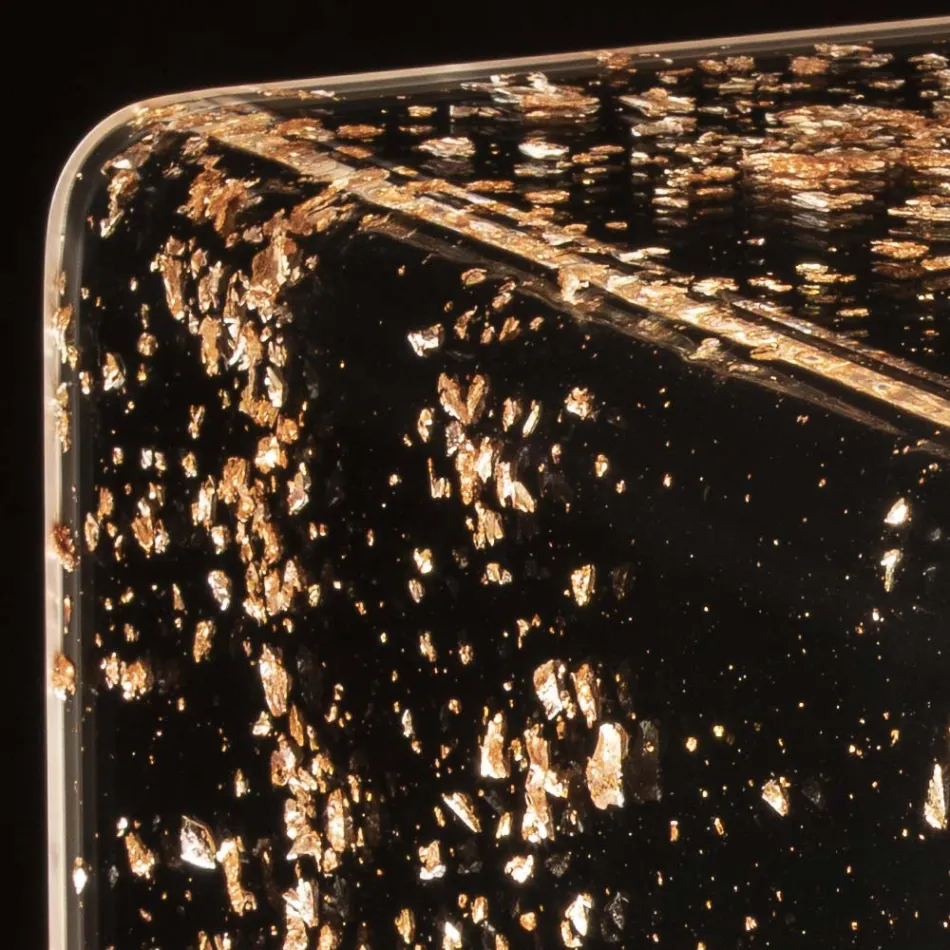 Mesa de cabeceira luminosa em cristal acrílico e folha de ouro, prata ou cobre - Gnassi Viadurini