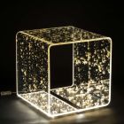 Mesa de cabeceira luminosa em cristal acrílico e folha de ouro, prata ou cobre - Gnassi Viadurini