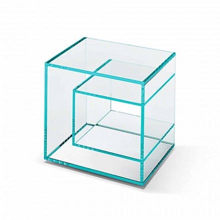 Mesa de cabeceira em vidro extra claro 2 dimensões Made in Italy - Linzy Viadurini