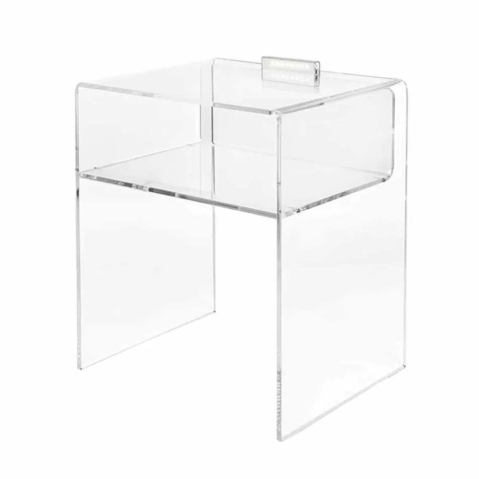 Mesa de cabeceira transparente com luz LED iluminada com toque Adelia Viadurini