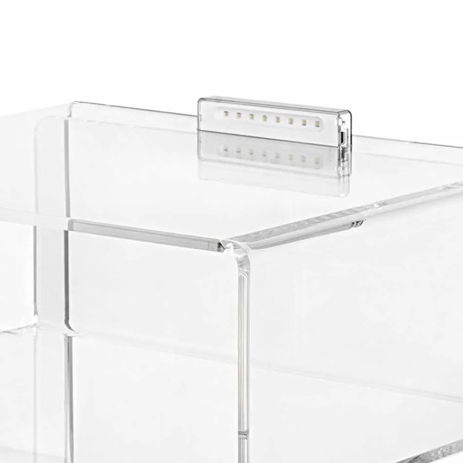 Mesa de cabeceira transparente com luz LED iluminada com toque Adelia Viadurini