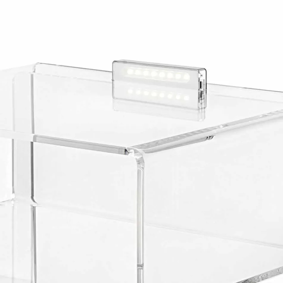 Mesa de cabeceira transparente com luz LED iluminada com toque Adelia Viadurini
