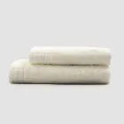 Conjunto completo de toalha de rosto e toalha de hóspedes em mistura de atoalhado e linho - Kilim Viadurini