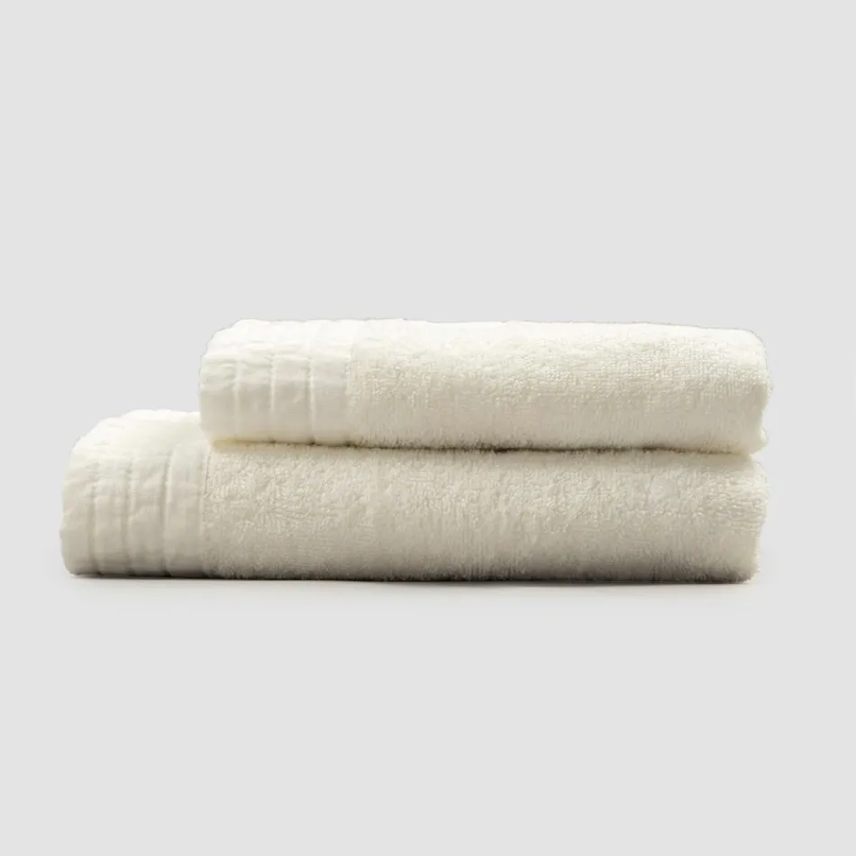 Conjunto completo de toalha de rosto e toalha de hóspedes em mistura de atoalhado e linho - Kilim Viadurini