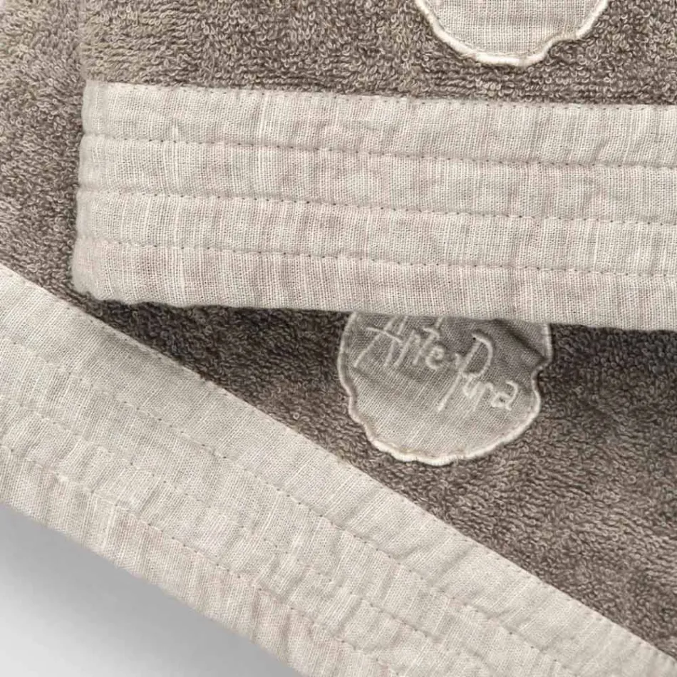 Conjunto completo de toalha de rosto e toalha de hóspedes em mistura de atoalhado e linho - Kilim Viadurini