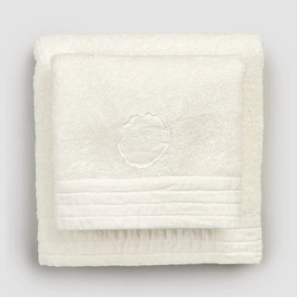 Conjunto completo de toalha de rosto e toalha de hóspedes em mistura de atoalhado e linho - Kilim Viadurini