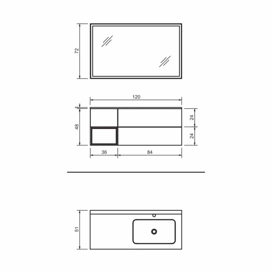 Composição 2 Móveis de Banheiro Suspensos em Mdf Lacado Platina, Luxo - Renga Viadurini