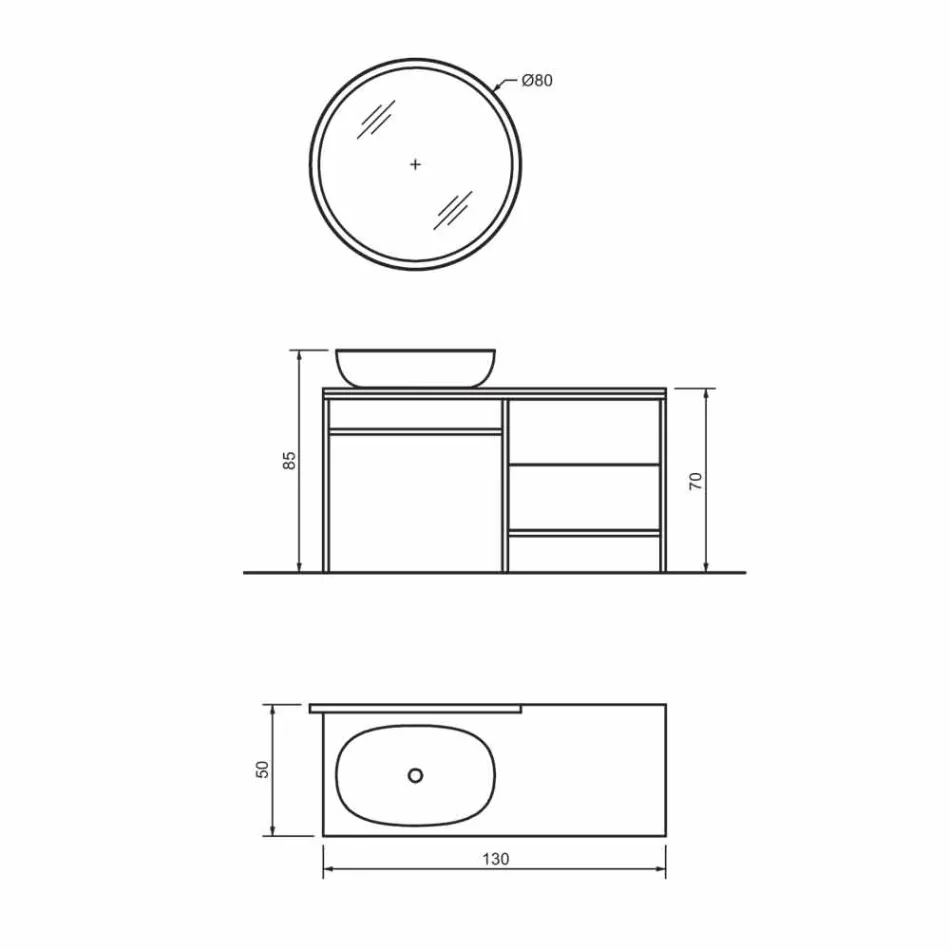 Composição 3 Móveis de Banheiro em Metal e Madeira Carvalho Luxo - Cizco Viadurini