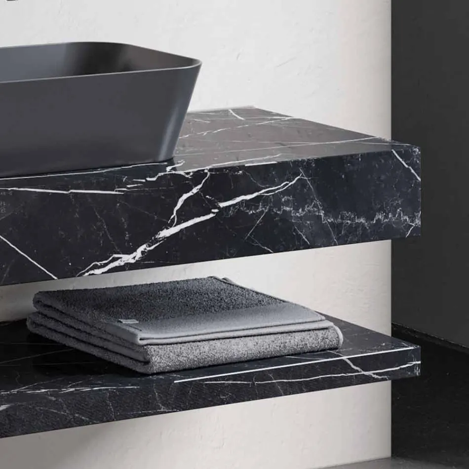 Composição 3 Móveis de Banheiro em Gres e Lavatório em Vetrochina 3 Cores - Ramentina Viadurini