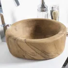 Composição 3 Móveis de Banheiro em Madeira Teca e Hi Macs® - Talco Viadurini