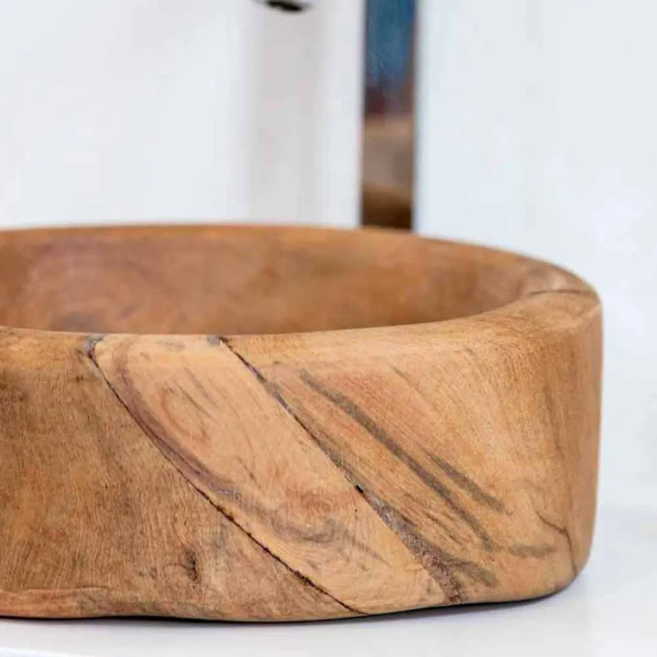 Composição 3 Móveis de Banheiro em Madeira Teca e Hi Macs® - Talco Viadurini