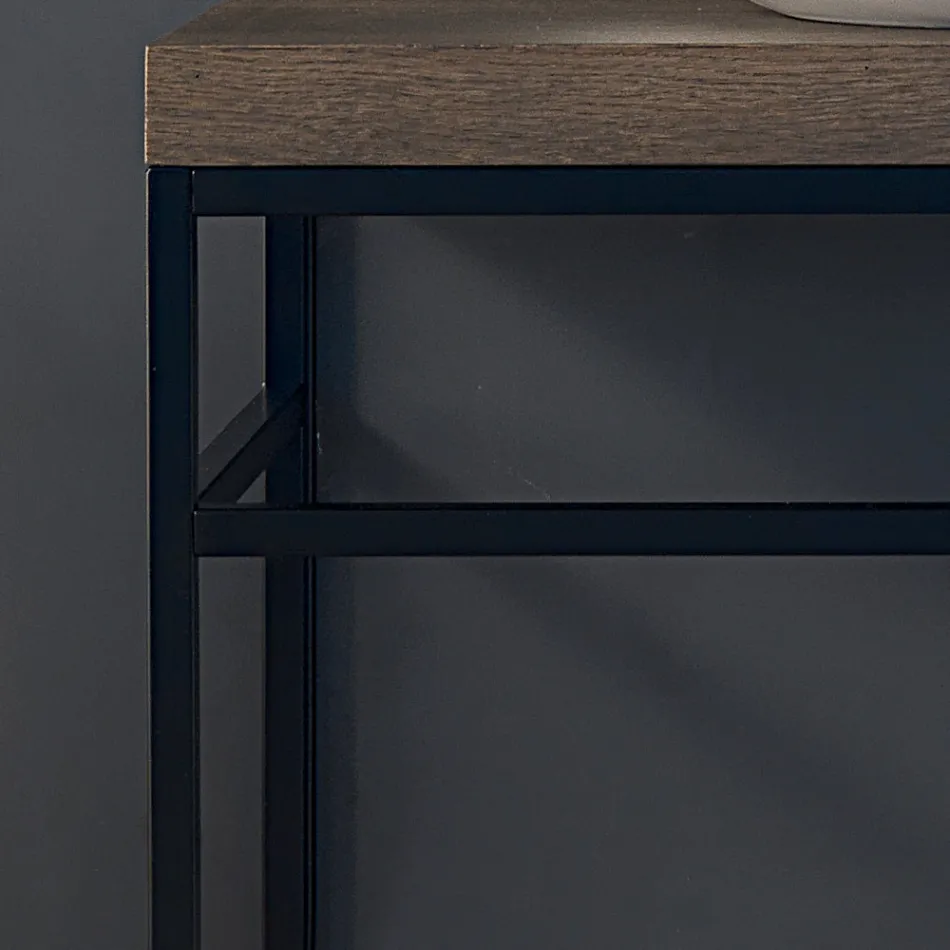 Composição 3 Móveis de Banheiro em Metal, Madeira e Cerâmica Made in Italy - Cizco Viadurini