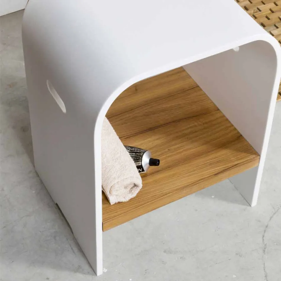 Composição 3 Móveis de Banheiro Suspensos com Lavatório de Resina Branca - Dazzle Viadurini