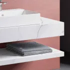 Composição 3 Móveis de Banheiro Suspensos em Grés Porcelanato 4 Acabamentos - Rambina Viadurini