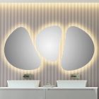 Composição 3 Espelhos de Parede com Iluminação LED Made in Italy - Fagiolao Viadurini